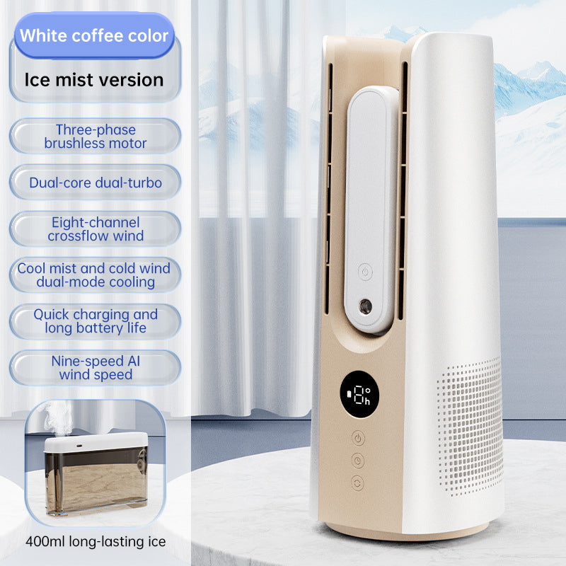 Ice Mist Portable Tower Fan │ Cooling, Bladeless, Quiet │ Bedroom & Office