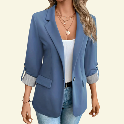 Covernorth Women's Open Front Roll-Tab Sleeve Blazer