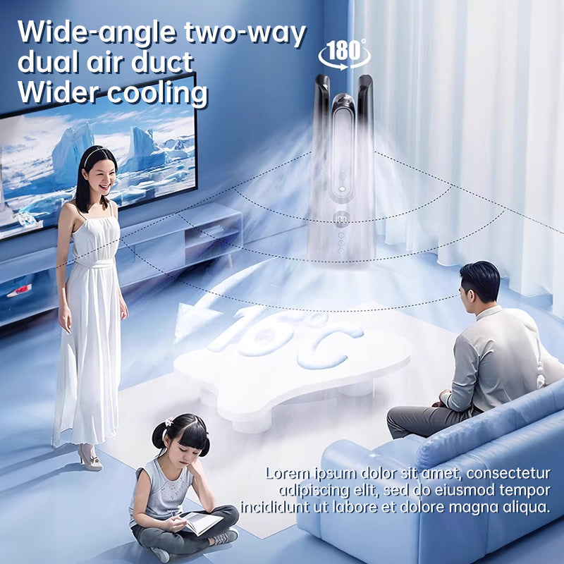 Ice Mist Portable Tower Fan │ Cooling, Bladeless, Quiet │ Bedroom & Office
