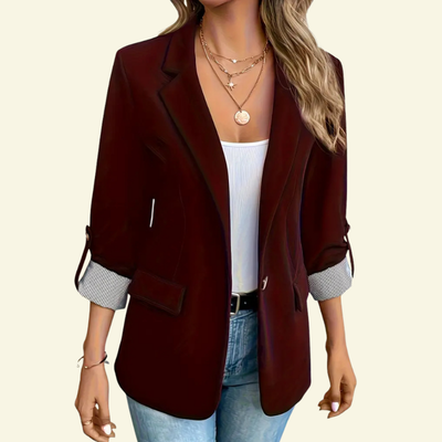 Covernorth Women's Open Front Roll-Tab Sleeve Blazer