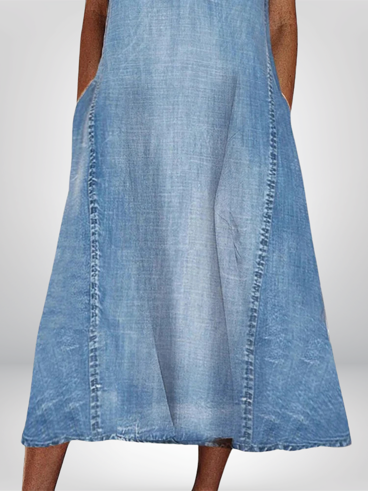 Covernorth Women’s Sleeveless V-Neck Denim Midi Dress