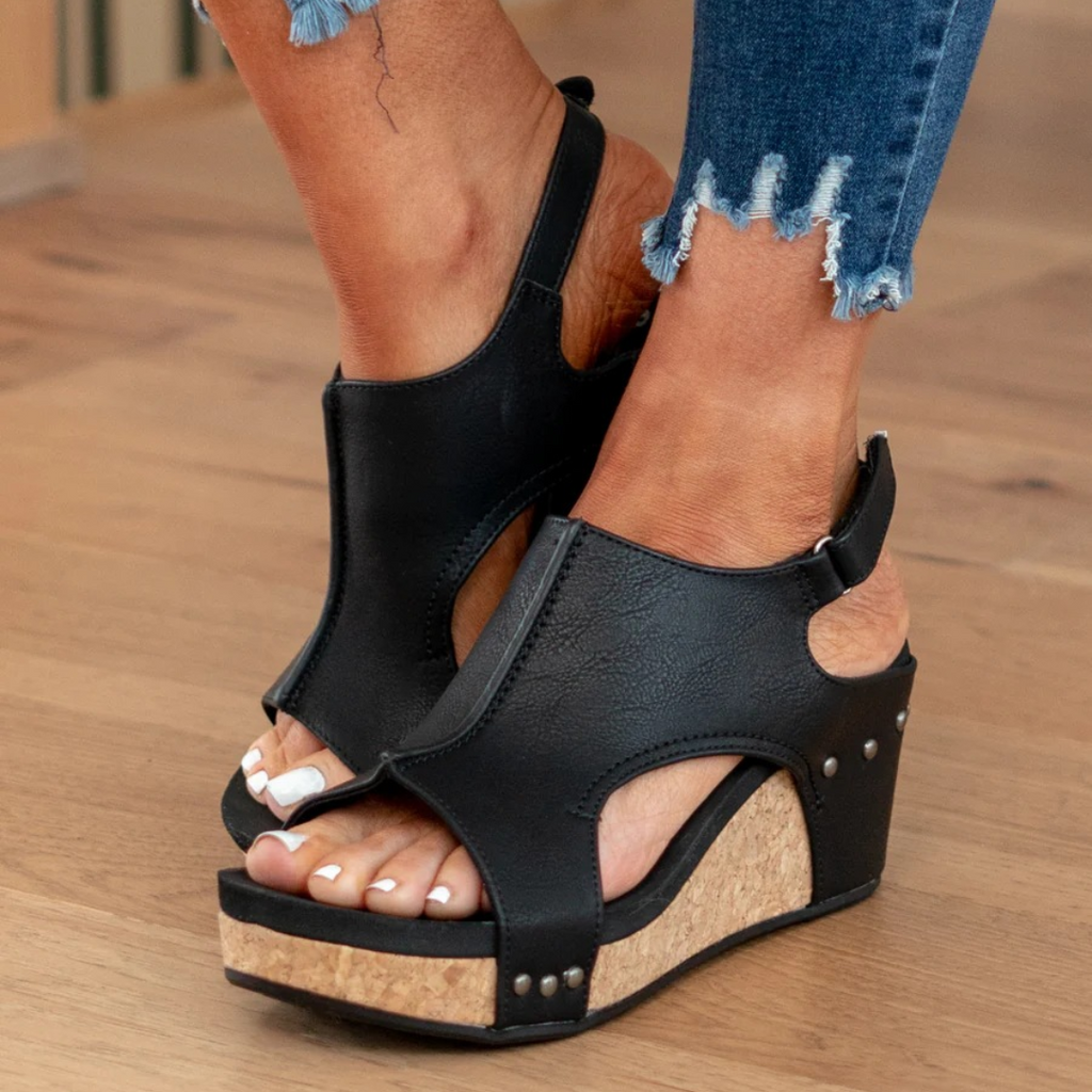 Women's Cork Wedge Platform Slingback Sandals