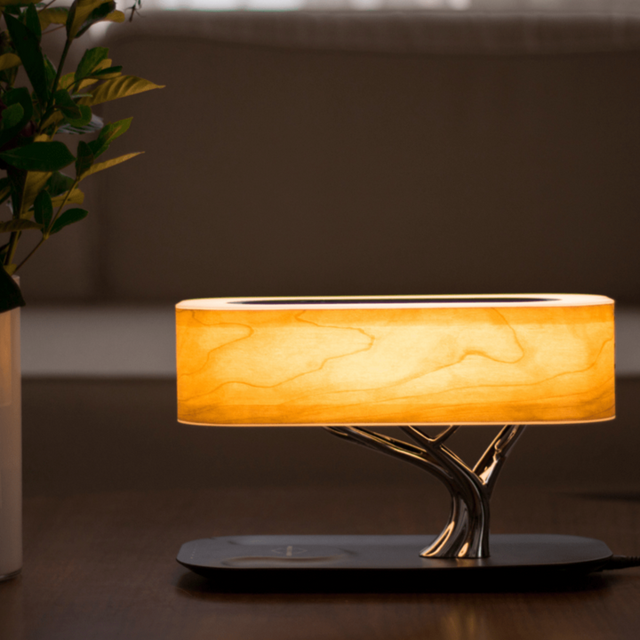 Elegant Wood Grain Tree of Light Bedside Wireless Charging Lamp