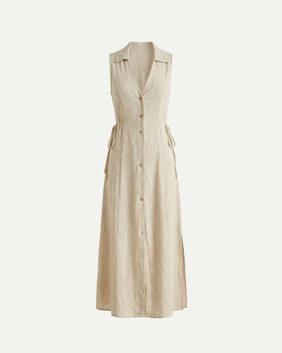 Covernorth Women's Sleeveless Button-Down Linen Midi Dress