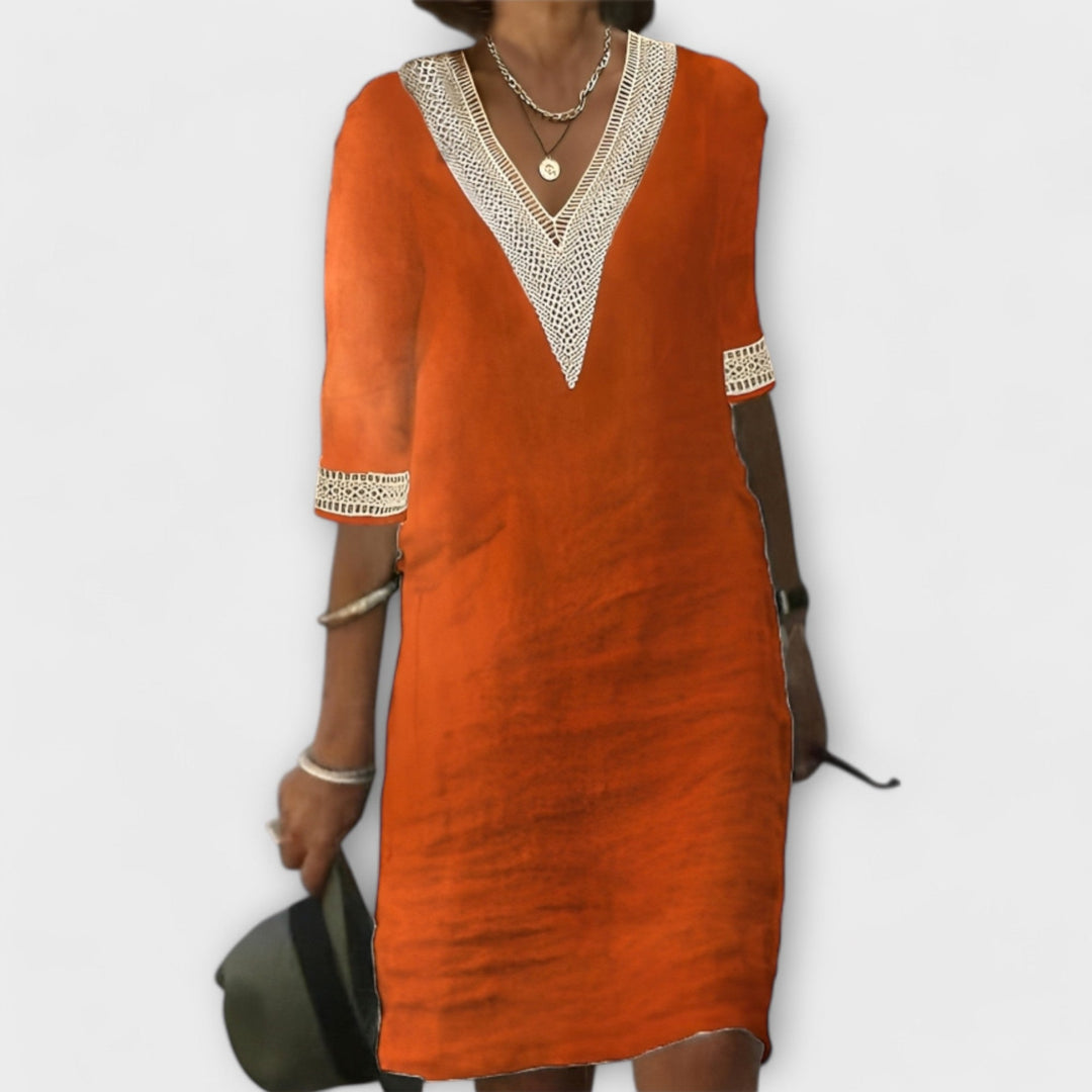 Covernorth Women’s Crochet-Trim V-Neck Dress