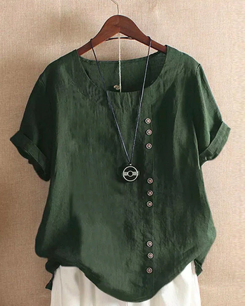 Covernorth Women's Short Sleeve Button-Detail Blouse