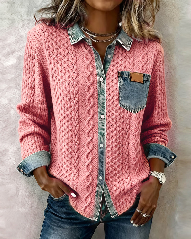 Covernorth Women's Knit Splice Button-Down Shirt