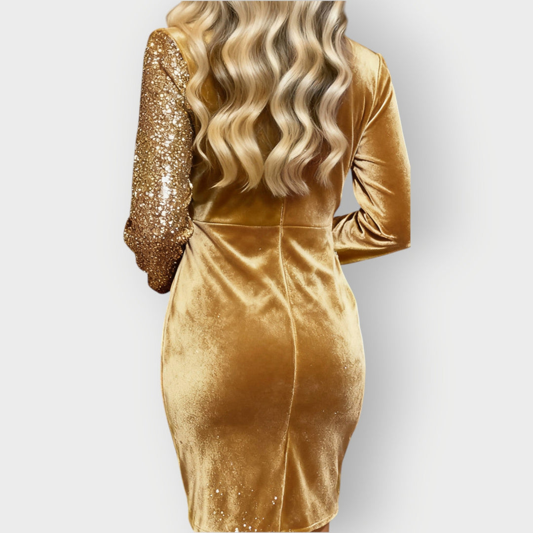 Covernorth Women’s Sequin and Velvet Ruched Mini Dress