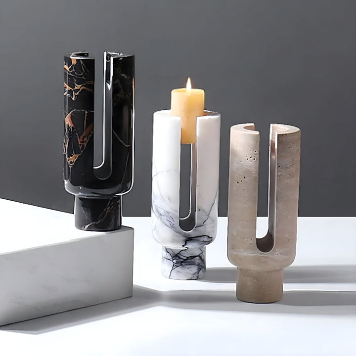 Modern Candle Holder │ Marble Stone Glow │ Dining Table Decor