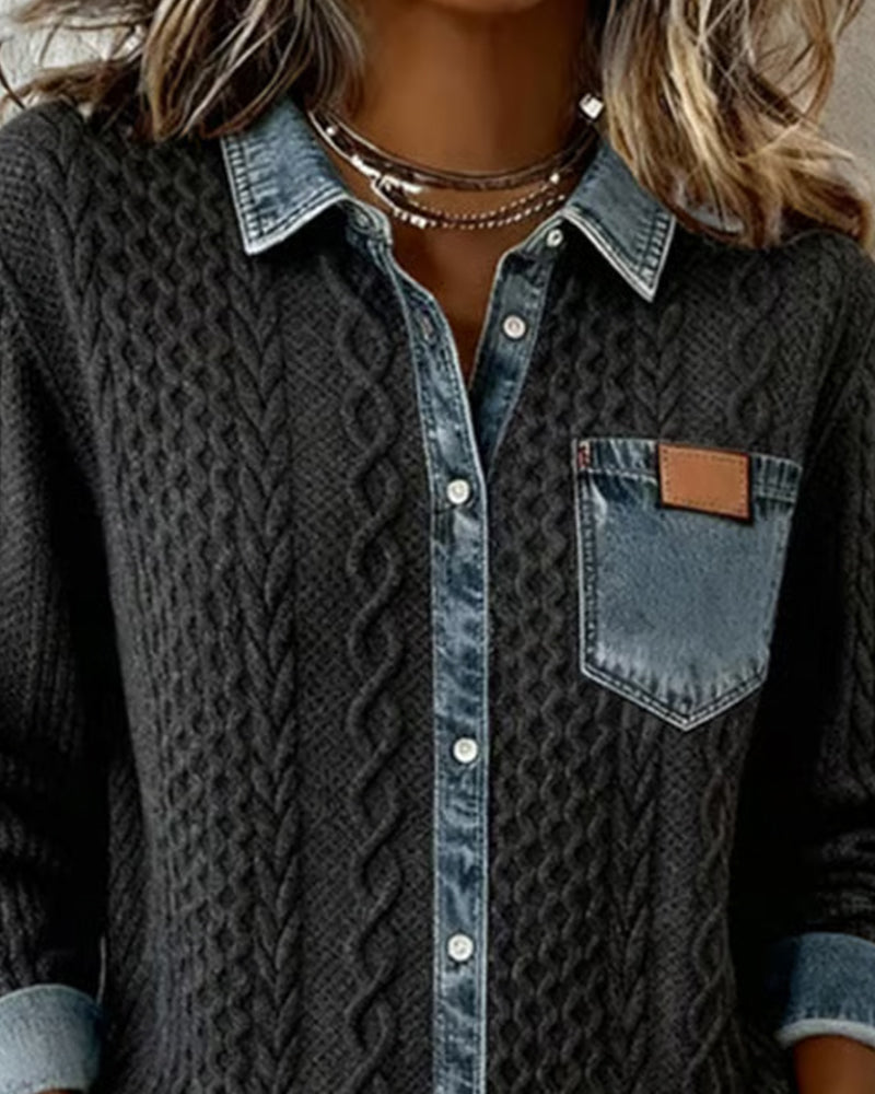 Covernorth Women's Knit Splice Button-Down Shirt