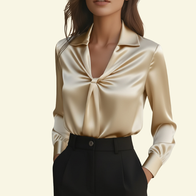 Covernorth Women's Twist-Front Satin Blouse