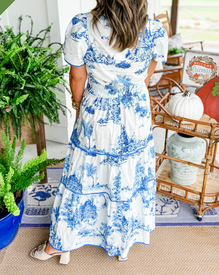 Women's Toile Print Maxi Dress