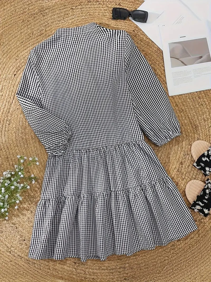 Women's Striped Tiered Button Down Shirt Dress