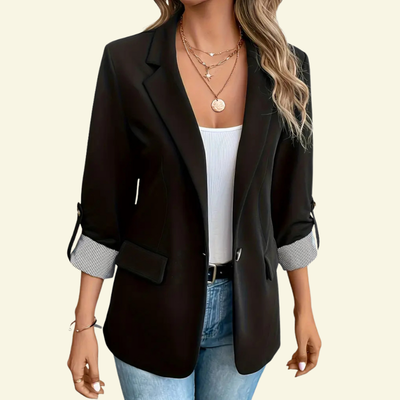Covernorth Women's Open Front Roll-Tab Sleeve Blazer