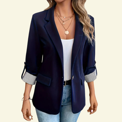 Covernorth Women's Open Front Roll-Tab Sleeve Blazer