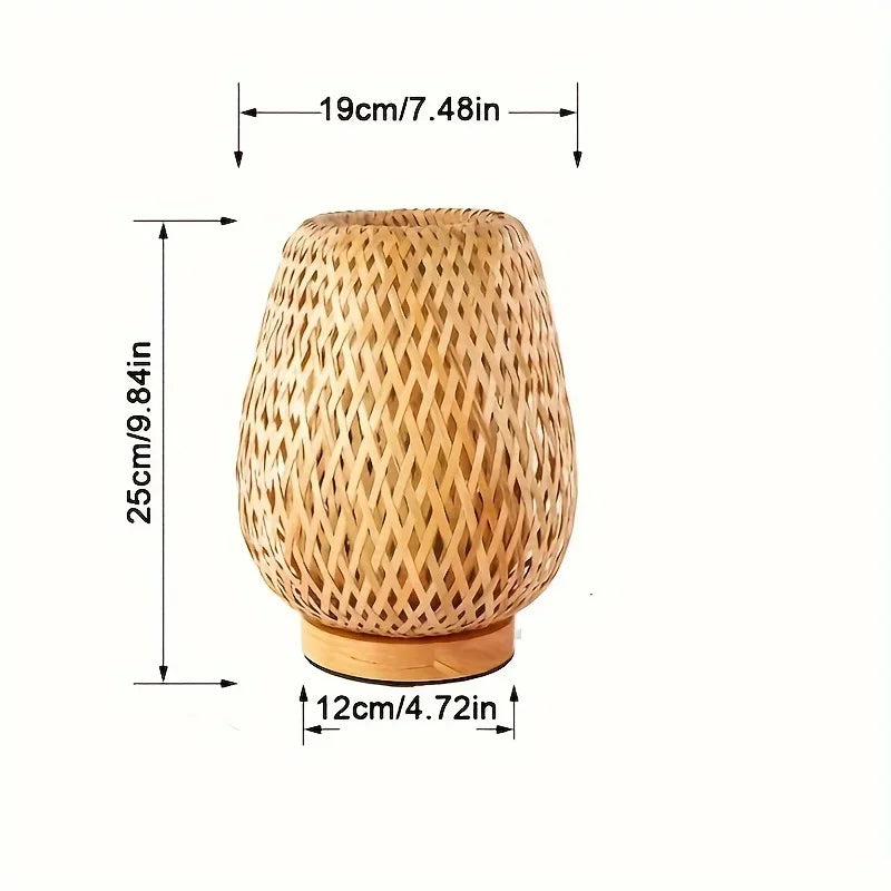 Bamboo Woven Table Lamp | Cozy Warm Glow | Bedroom Nightstand