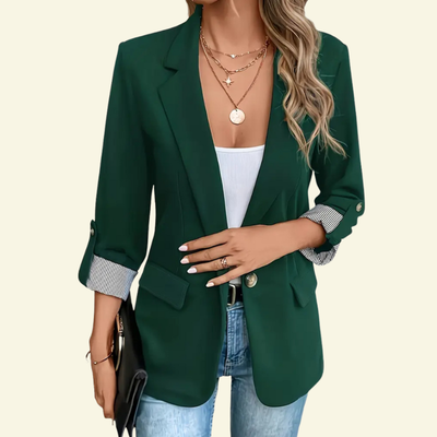 Covernorth Women's Open Front Roll-Tab Sleeve Blazer