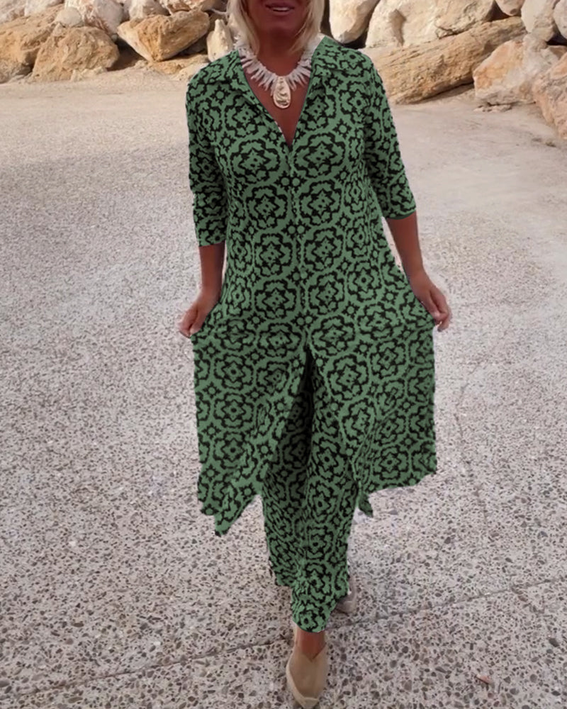 Covernorth Women’s Printed Maxi Tunic and Trouser Set
