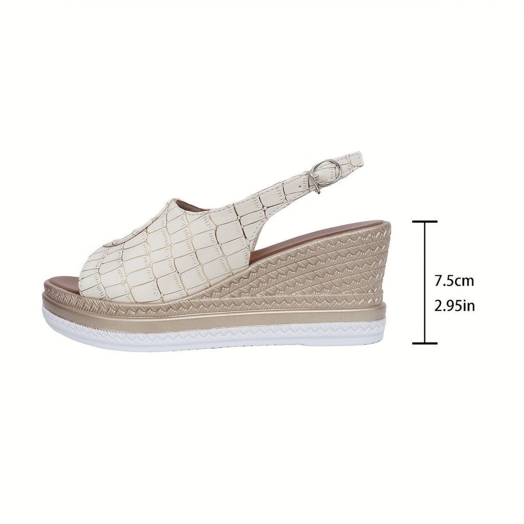 Covernorth Women’s Croc-Embossed Wedge Sandals