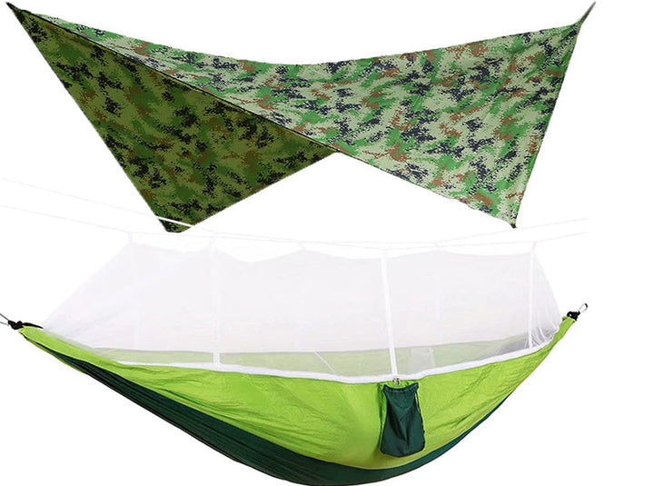 Outdoor Double Camping Hammock | 210T Taffeta & Bug Net | Hiking & Backyard