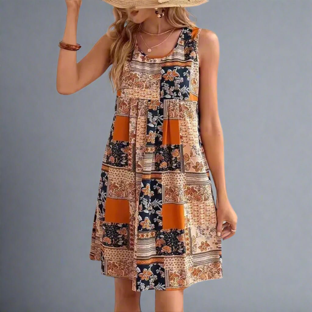Women's Patchwork Floral Sleeveless Dress