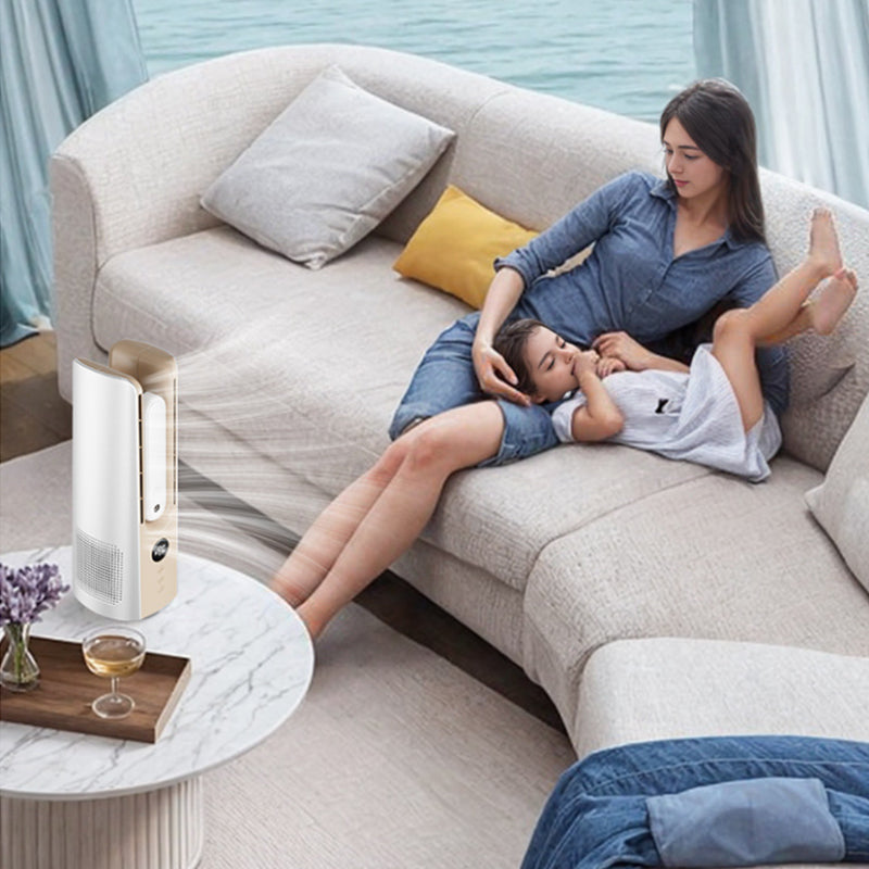 Ice Mist Portable Tower Fan │ Cooling, Bladeless, Quiet │ Bedroom & Office