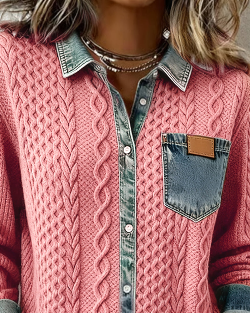 Covernorth Women's Knit Splice Button-Down Shirt