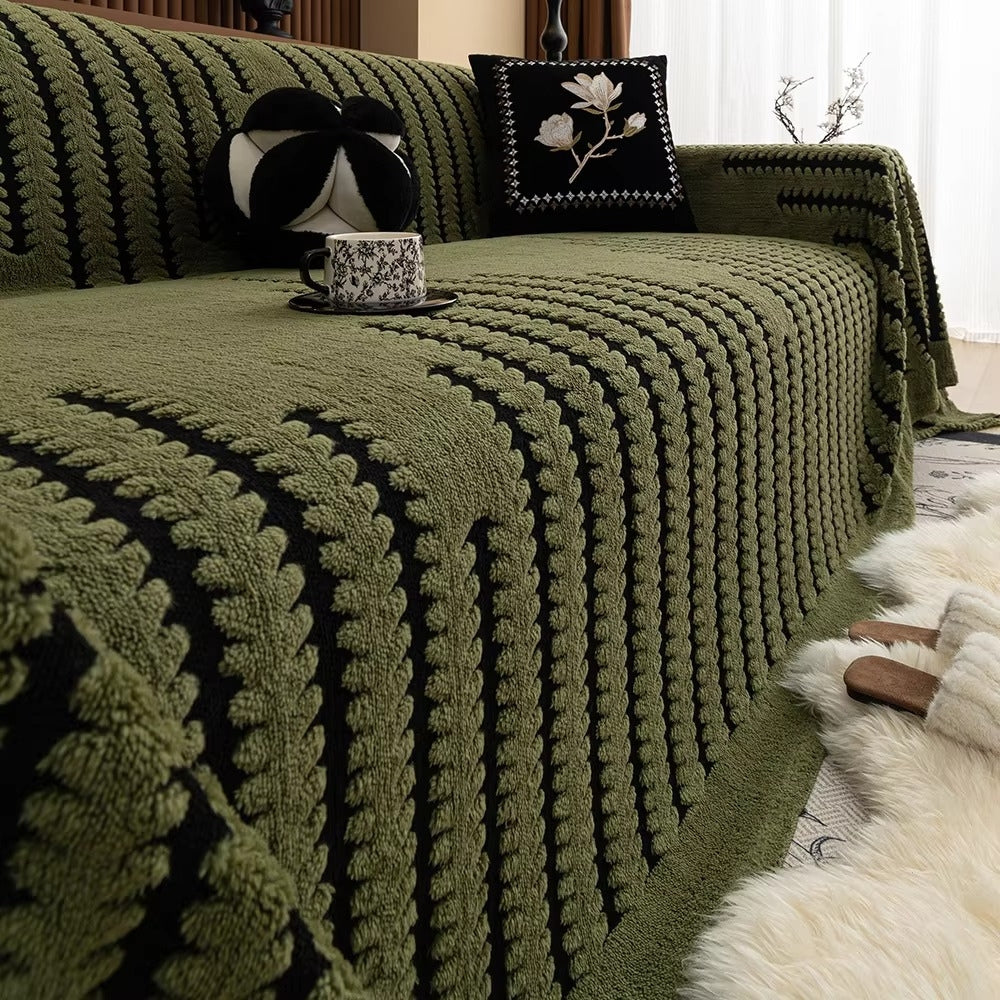 Textured Striped Sofa Cover Heavyweight Throw Cover