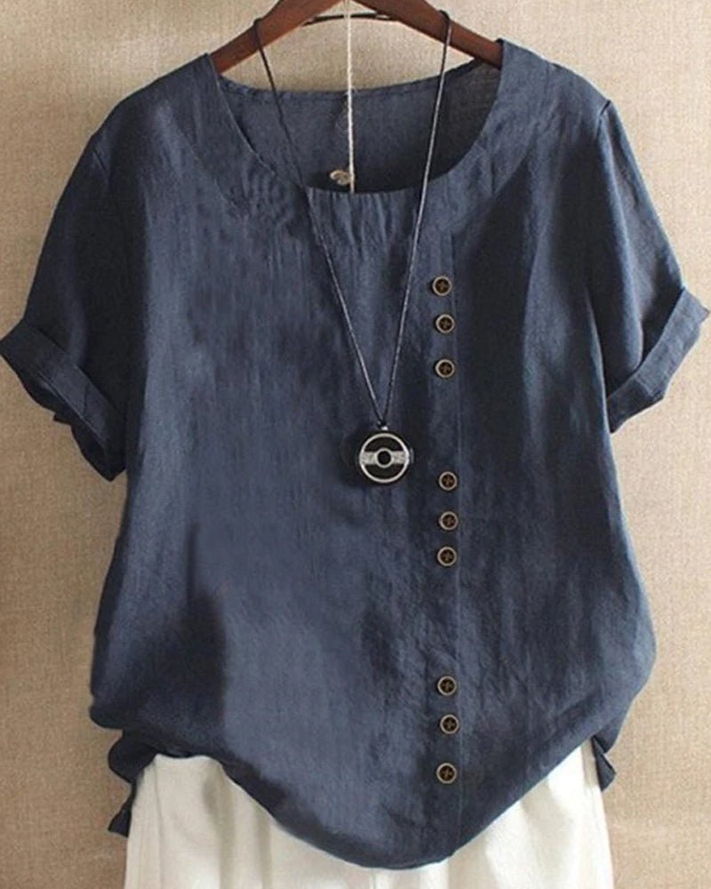 Covernorth Women's Short Sleeve Button-Detail Blouse