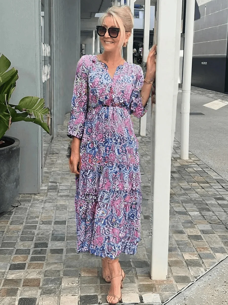 Women's Printed Tiered Maxi Dress