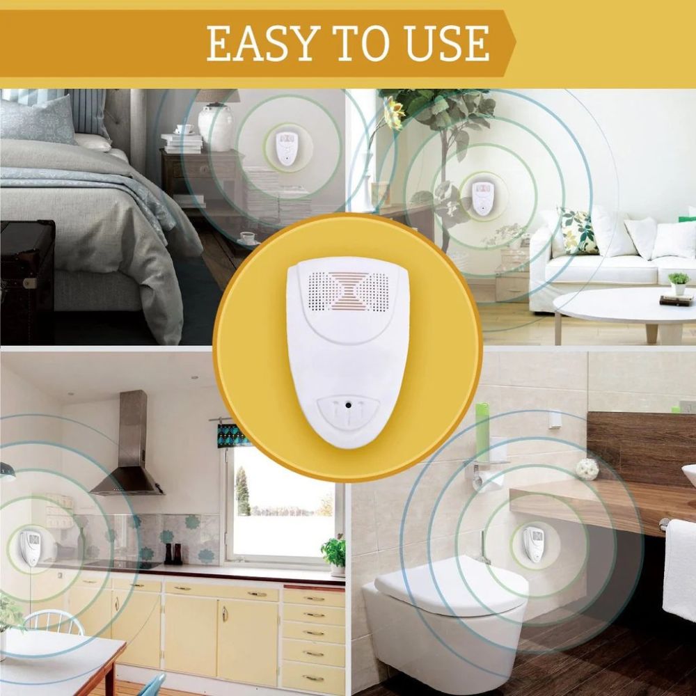 Pest Repellent │ Ultrasonic Waves & Safe │ Bedroom & Kitchen │ White