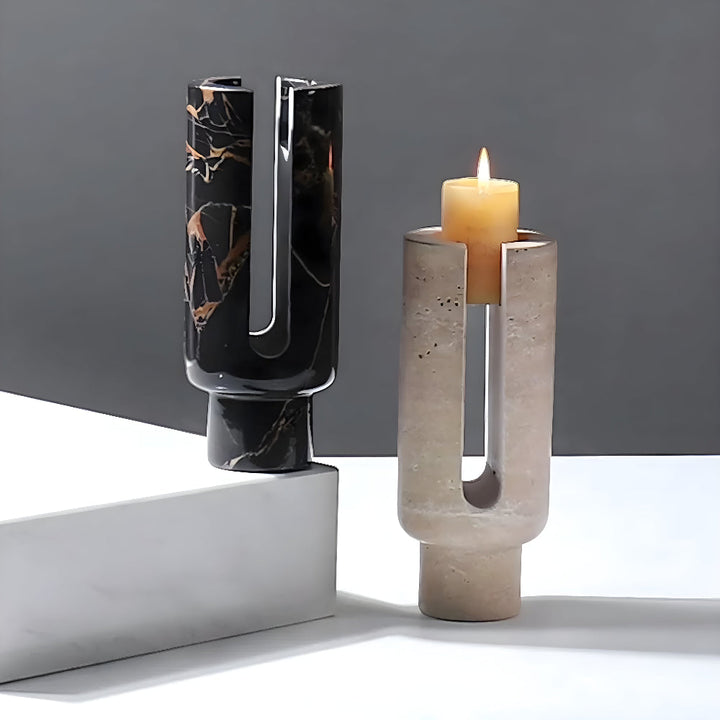 Modern Candle Holder │ Marble Stone Glow │ Dining Table Decor