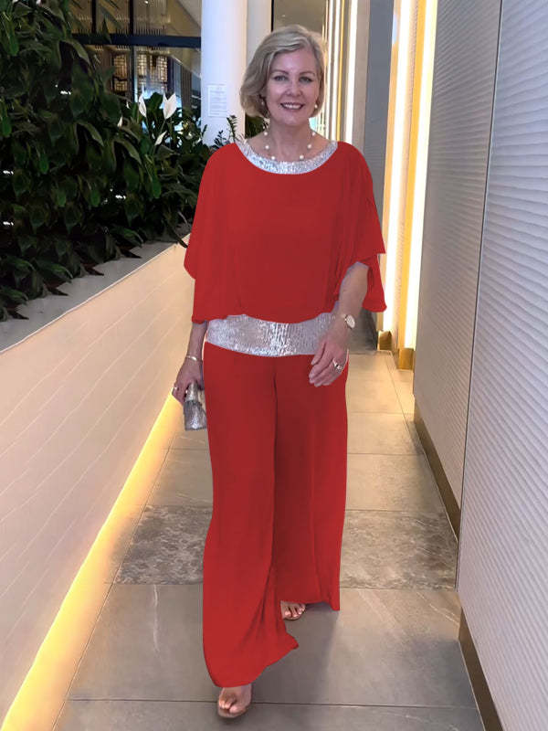 Women's Sequin-Trimmed Two-Piece Set
