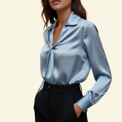 Covernorth Women's Twist-Front Satin Blouse