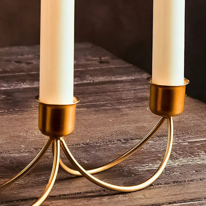 3-Arm Candle Holder | Durable Metal Arch Design | Dining Table | Gold