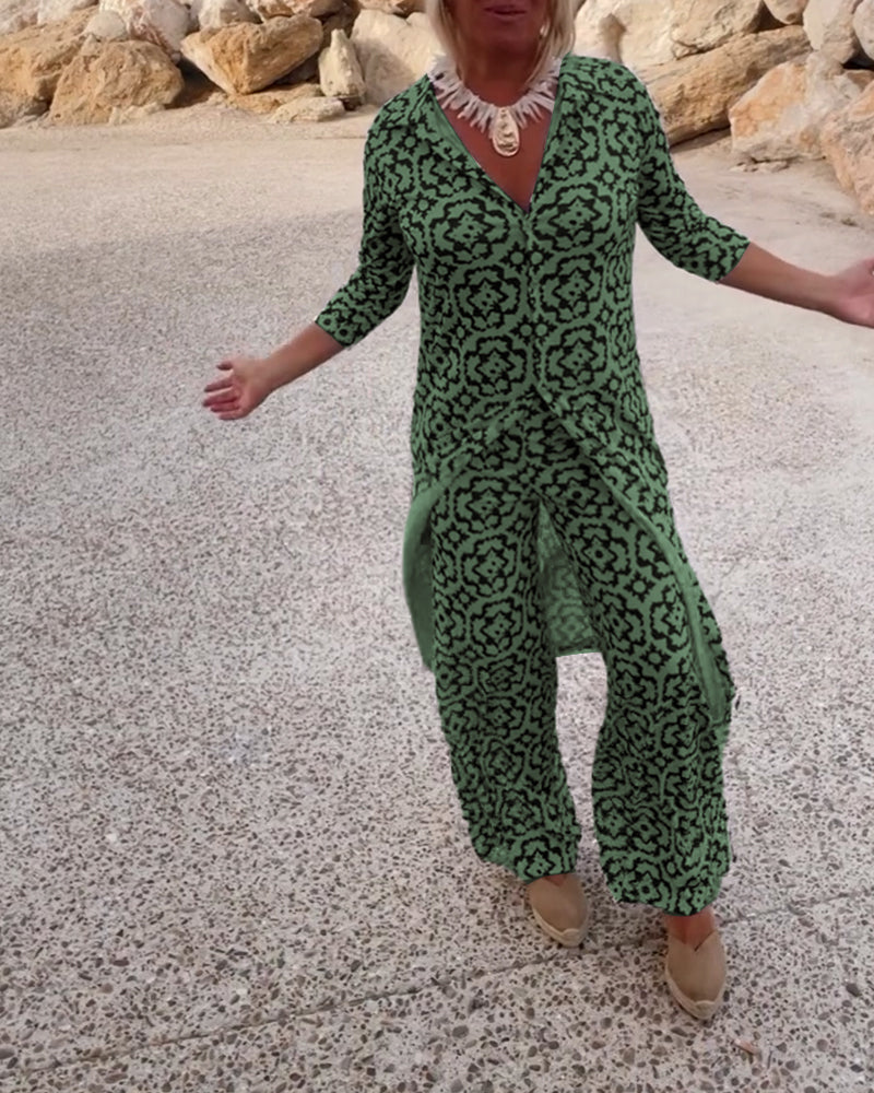 Covernorth Women’s Printed Maxi Tunic and Trouser Set