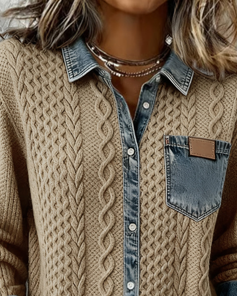 Covernorth Women's Knit Splice Button-Down Shirt