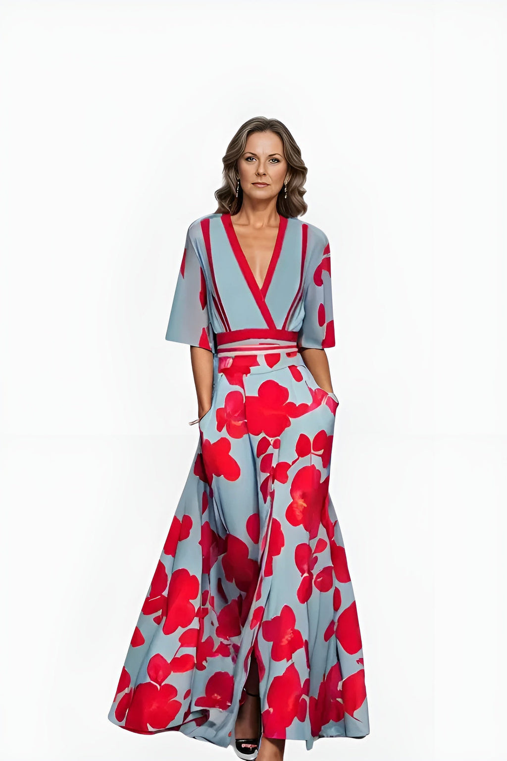 Covernorth Women’s Floral V-Neck Maxi Dress