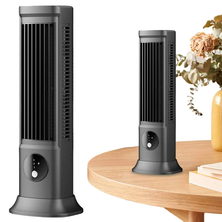 Portable Rechargeable Bladeless Fan | Quiet 3-Speed | Bedroom | Gray