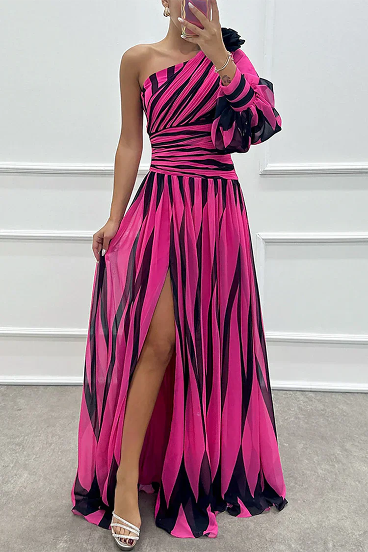 Covernorth Women's One-Shoulder Striped Maxi Dress