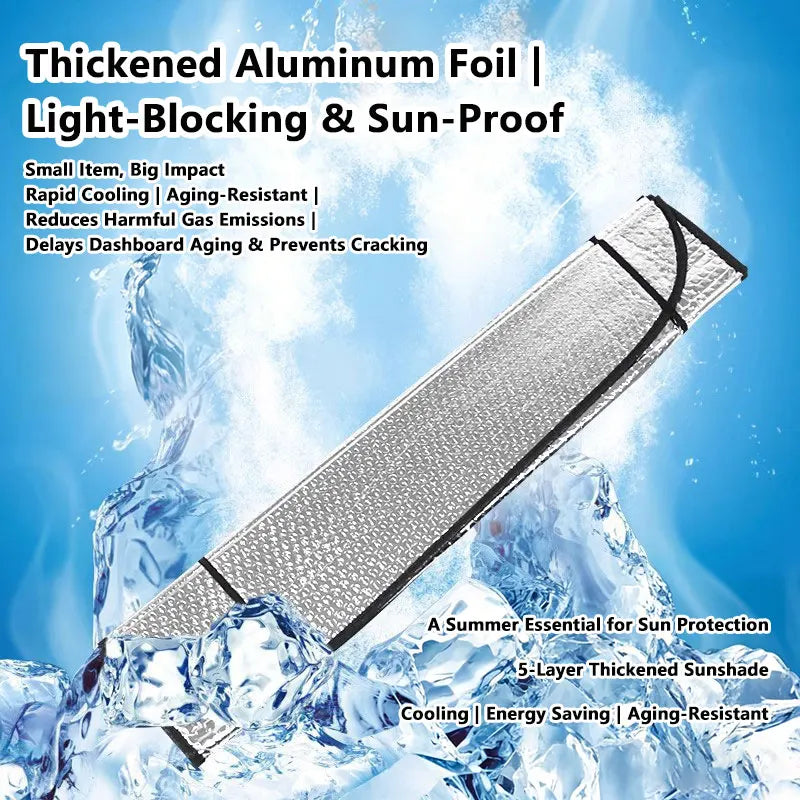 Car Windshield Sunshade | Foil Heat Deflector | Cool Interior, Front and Rear | Silver
