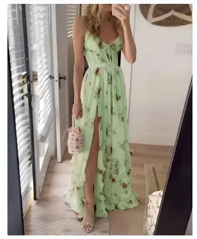 Women's Floral Corset Maxi Dress