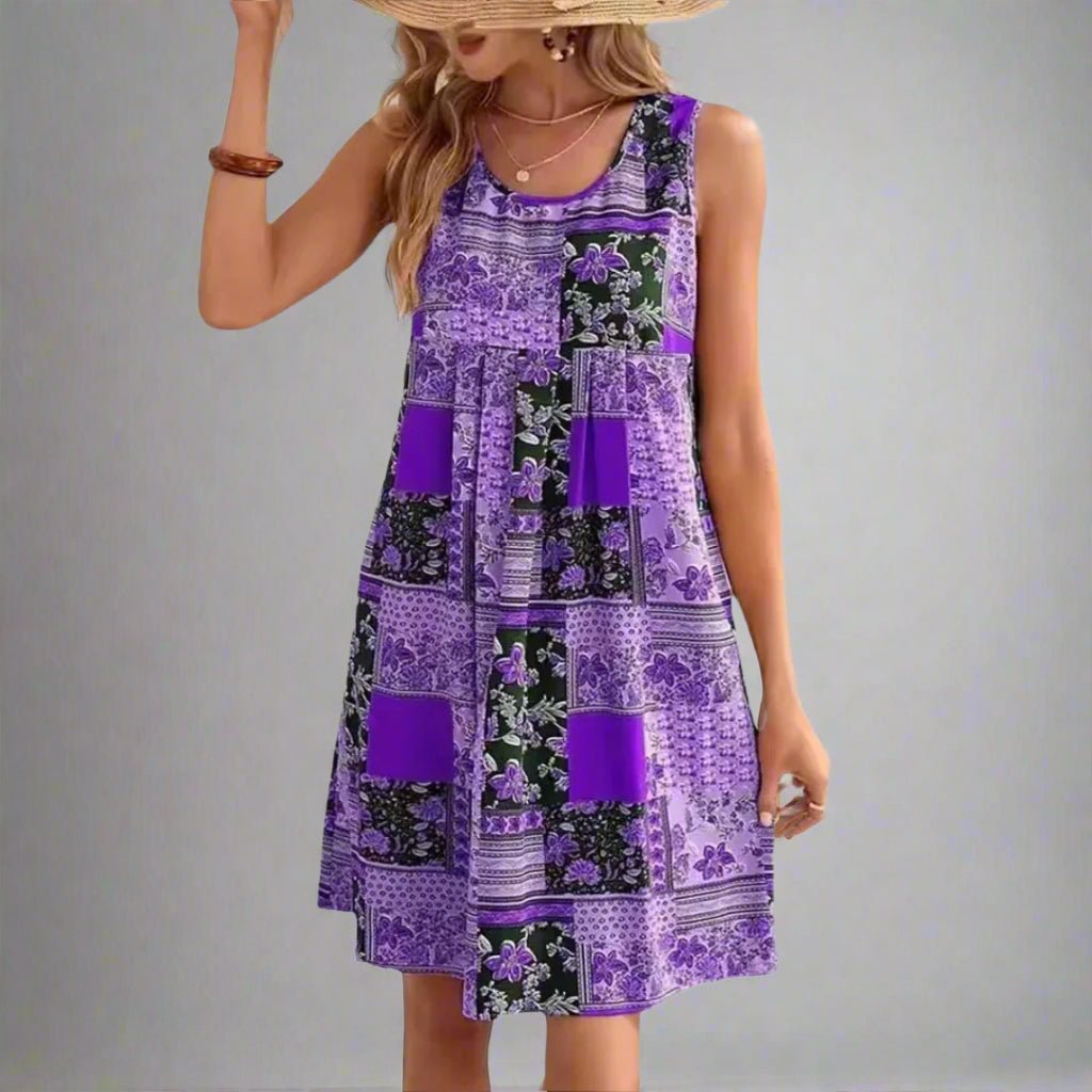 Women's Patchwork Floral Sleeveless Dress