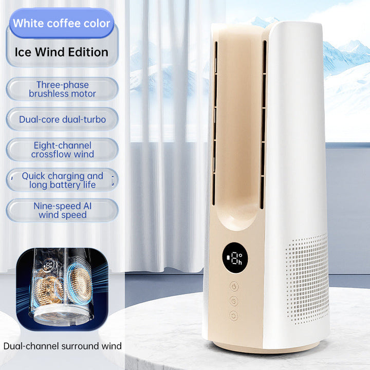 Ice Mist Portable Tower Fan │ Cooling, Bladeless, Quiet │ Bedroom & Office