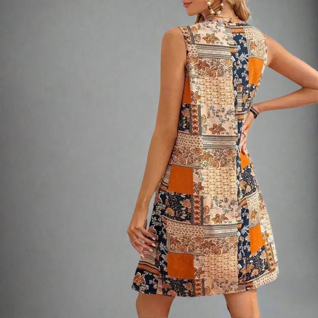Women's Patchwork Floral Sleeveless Dress