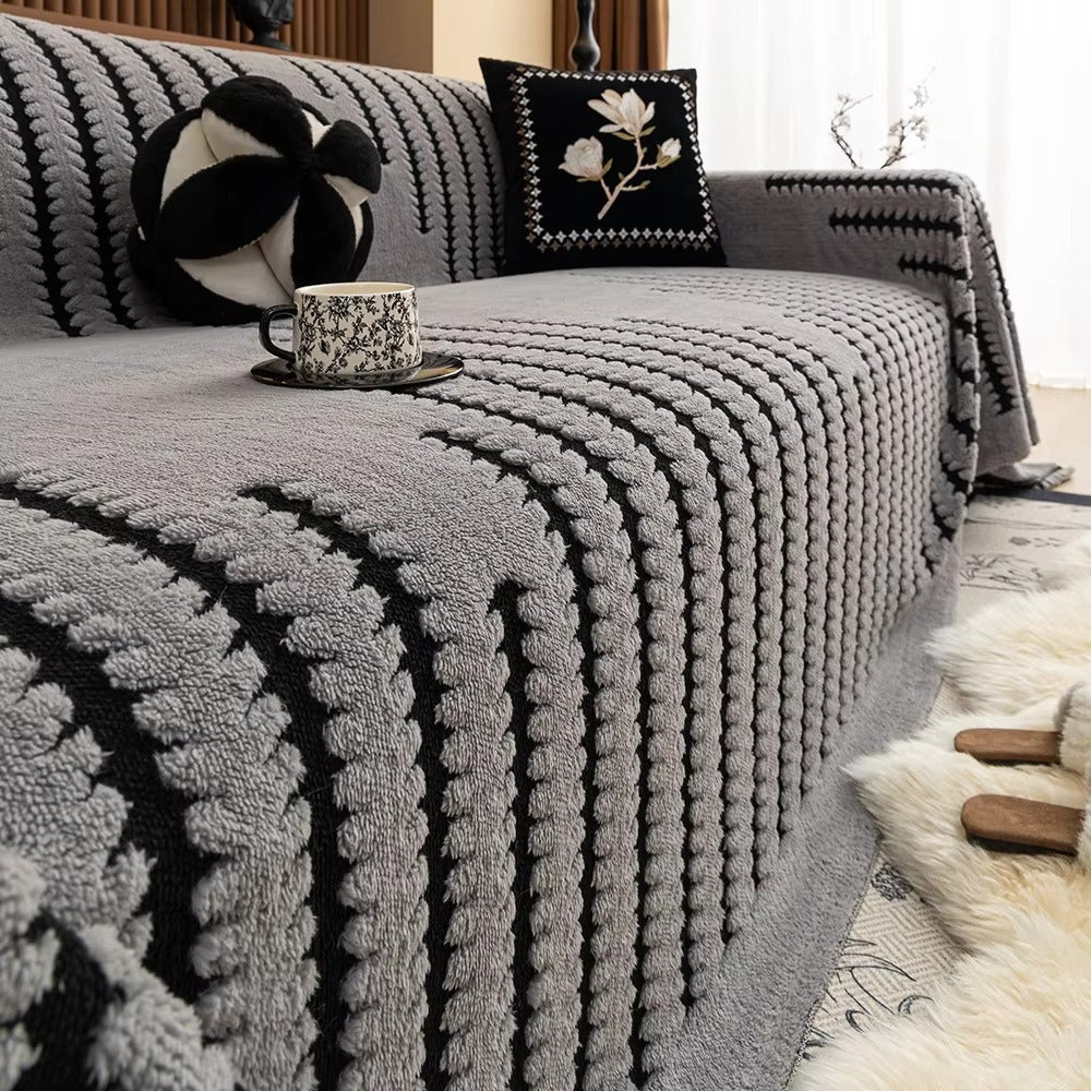 Textured Striped Sofa Cover Heavyweight Throw Cover
