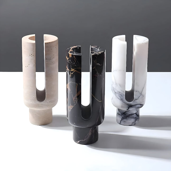 Modern Candle Holder │ Marble Stone Glow │ Dining Table Decor
