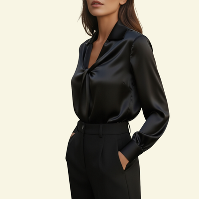 Covernorth Women's Twist-Front Satin Blouse