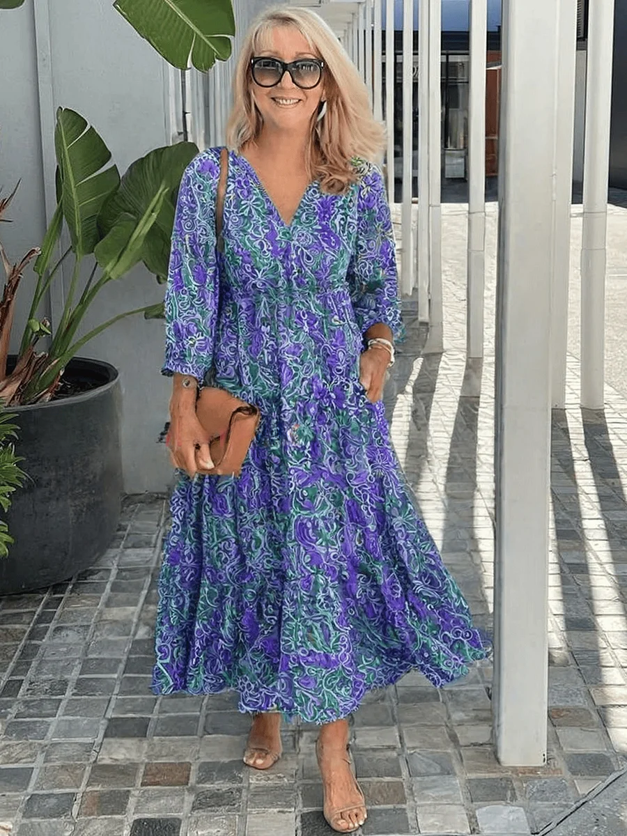 Women's Printed Tiered Maxi Dress