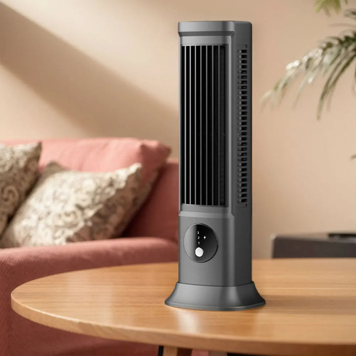 Portable Rechargeable Bladeless Fan | Quiet 3-Speed | Bedroom | Gray